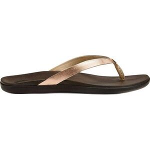 OluKai Women's Rose Gold and Brown Thong Sandal